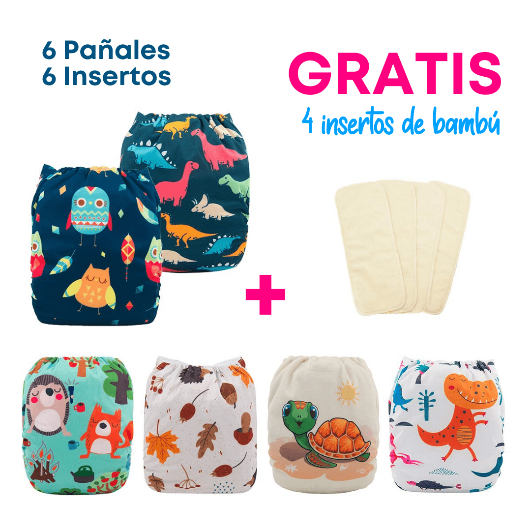 Pañales Ecológicos de Niño (6 unidades + 6 insertos) GRATIS 4 insertos bambú - Imagen 3