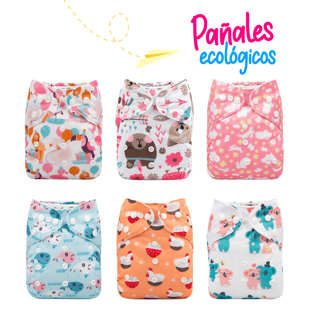 Pañales Ecológicos de Niña (6 unidades + 6 insertos) GRATIS 4 insertos bambú