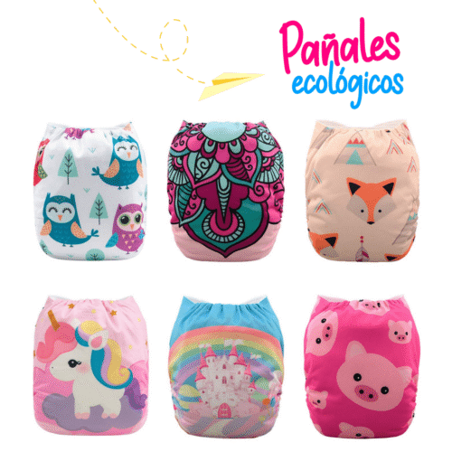 Pañales Ecológicos de Niña (6 unidades + 6 insertos) GRATIS 4 insertos bambú